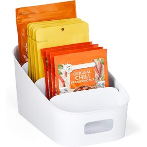 YouCopia Divided Bin, 4-Tier Raised BPA-Free Storage Caddy ShelfBin Packet Organizer, One Size, Speckled White
