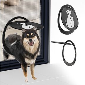 [MAVRICPOWER] Dog Door for Screen Door Only, with Lockable Flap, Easy Install Dog Screen Door for Doggie and Large Cat up to 40lbs