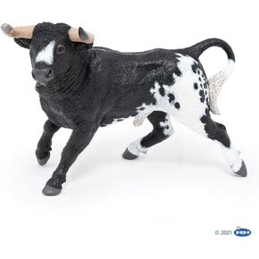 Papo - Bull & White Spanish Bull - تمثال واقعي - للأعمار 3+ - مجموعة المزرعة - مطلية باليد - مفصلة للغاية - دائمة وتعليمية - فكرة هدية - قابلة للتحصيل - لعبة الثور الإسبانية