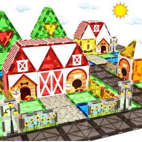 البلاط المغناطيسي Toddler Toys Garden Farm Set ، الكتل المغناطيسية مونتيسوري التعليمية التعليمية التعليمية المبنية للمغنطة لثلاثة 4 5 فتيان بويز ، ألعاب الأطفال عيد ميلاد عيد الفصح هدايا