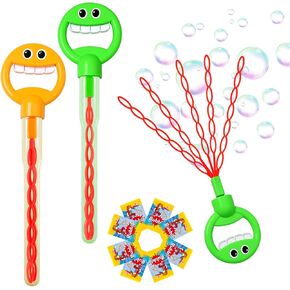 Bubble Wand 2 Pack ، 36 Hole Smiling Face Bubble Wand for Kids Outdoor Game Toy ، 5 Claw Cute Hand Hand Hand Fricks for Party Favors ، Hildrict Homes ، Home Wedding (2pcs/Blue+Red)