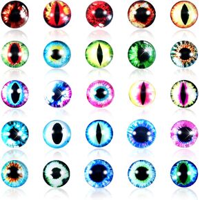 TOOB 50pcs ألوان متنوعة Glass Dragon Eyes 15mm Cabochons for Clay Doll Making Sculptures Props and Diy Jewelry Making Healsings