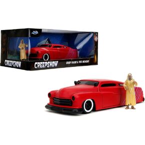 Jada 1951 Mercury Matt Red with Purple Stripes and Creep Diecast Figure Creepshow (1982) Movie Hollywood Rides Series 1/24 Diecast Model Car