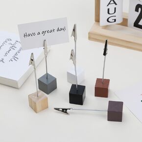 6 PCS Woody Cube Base Clip Clip Clote Table Table Stande ، 6 Color Simple Style Note Motors ، Descorting Desktop Decoration مناسبة لتنظيم سطح المكتب.