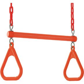 Machrus swingan arpeze swing bar مع سلسلة مطلية بالفينيل - تم تجميعها بالكامل - برتقالي