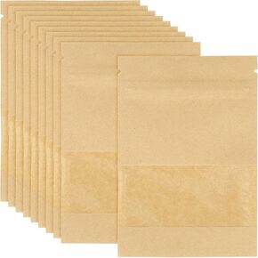 مظاريف بذور باتيكيل ، 200 حزمة 3.5 "× 3" قابلة للاستمتاع بحزم الورق كرافت قابلة للاستمتاع مغلف عملات معدنية صغيرة مع نافذة صافية ، سحاب لتخزين بذور الخضار الزهرة الغذائية حديقة التغليف ، الأصفر