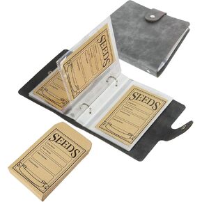 Klmnop Seed Storage Organizer, Seed Packet Organizer with 50pcs Self-Sealing Seed Envelopes, Seed Organizer Binder for Garden Seed Storage, Seed Keeper(3.15'' x 4.72'')