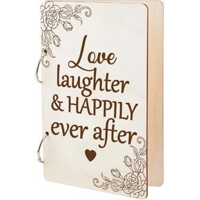 SUPERDANT Happily Ever After Greeting Card Holder Organizer Wooden Card Keeper Binder Planning Book Birthday Cards Keeper Photo Album Cover Graduation Wedding Planner Journal Keepsake Gift