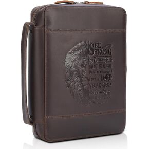 Polare Comple Grain Leather Bible Cover Bag 10.5 × 7.75x2.25 بوصة تحمل كتابًا للكتاب المقدس مع مقبض و ykk Zipper Christian ، الهدايا الدينية للرجال النساء