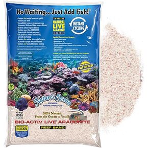 Nature's Ocean Bio-Activ Live Aragonite Samoa Pink Reef Sand - 20 lbs - Natural Substrate, Supports Water Balance, Ideal for Marine Tanks