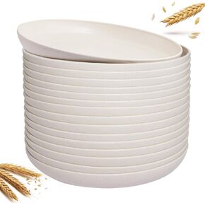 Supernal 16pcs Wheat Straw Plates,Unbreakable Dinner Plates Set,Microwave Dishwasher Safe,Lightweight Wheat Straw Plates,Party Plates Set,Beige Reusable Plates for Picnic,Birthday,Camping