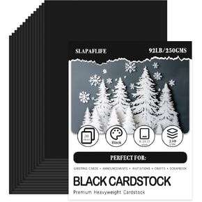 30 Sheets Black Cardstock, Card Stock 8.5 x 11, 92lb/250gsm Black Paper, Heavy Cardstock Paper for Invitations, Scrapbooking, Art, Crafts, DIY Projects and Drawing (30)