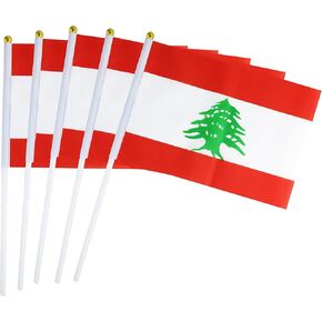 50 Pack Hand Held Small Mini Flag Lebanon Flag Lebanese Flag Stick Flag Round Top National Country Flags,Party Decorations Supplies For Parades,World Cup,Sports Events,International Festival