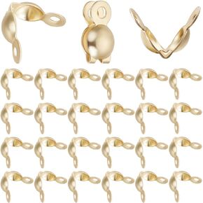 Beebeecraft 1 Box 300PCS Bead Tips REAL 18K GOLD CONET COVERS COVERS Over Over Over