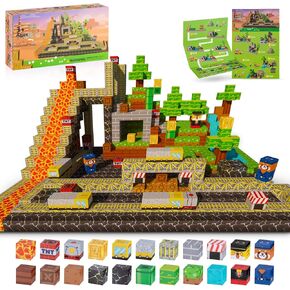 68Pcs Magnetic Blocks Build Mine Forest Magnet 3D World Set,Magnetic Blocks Le Building go Toys for Kids,STEM Sensory Toys for Toddlers Birthday Gifts,Constructions Toys for Boys & Girls Age 3+