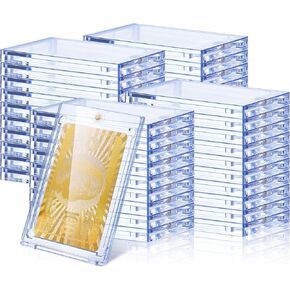 SATINIOR 40 Pcs 130 Pt Acrylic Magnetic Card Holders 2.5 x 3.54 Inch One Touch tag Holder Clear Protectors Hard Plastic Magnetic Case for Sports Baseball card Trading Storing Displaying