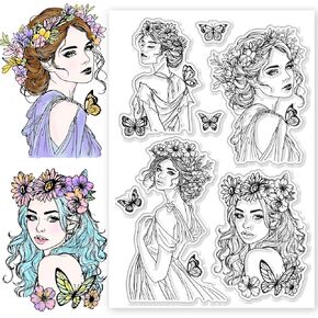 CHGCRAFT Fashionable Woman Clear Silicone Stamps for Card Making, DIY Scrapbooking, Photo Album Decoration - Transparent Background, 4.3x6.3inch