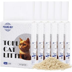 Tofu Cat Sterter 33.6 رطل (5.6 رطل*6) تكتل سريع ، خالي من الغبار ، مواد خام من الغذاء بنسبة 100 ٪ ، متكتلان ، قابلاً للتطهير ، امتصاصات للغاية وسريعة ، قابلية للذوبان في الماء ، نظيفة خالية من الغبار.