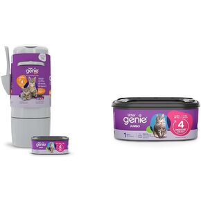 Litter Genie XL+ Pail | Cat Litter Waste Disposal System for Odor Control Jumbo Refill Bags | Ultimate Odor Control Cat Litter Bags Bundle