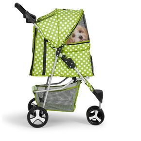 Athena Collection 3 Wheels Pet Stroller القابلة للطي على عربة الكلاب للكلاب المتوسطة 33 رطلاً في عربة أطفال PET GET CAG مع شركة نقل قابلة للفصل ، حامل كوب ، تخزين أسفل ، وردي