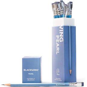 Blackwing Pearl Pencils - 12 Count, Blue Lacquer Finish, 2B Balanced Lead, Premium Wood, Japanese Graphite