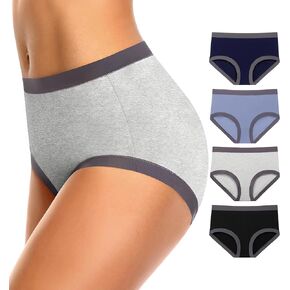 ASIMOON Women's High Waisted Cotton Underwear Tummy Control Panties Soft Full Coverage Ladies Briefs