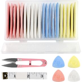 WATUNID 20 Pcs Triangle Tailors Chalk, Fabric Makers, Sewing Fabric Chalk with Sewing Ruler and Tailor's Scissors, Sewing Supplies for Quilting, Professional Sewing Supplies Accessories for DIY Lover
