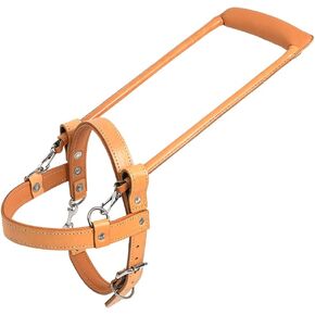 HILASON Guide Dog Harness Brown Padded Genuine Leather with Handle Tan | Dog Harness with Adjustable Straps | Dog Harness with Handle for Training | Breathable Dog Harness | Therapy Dog Harness