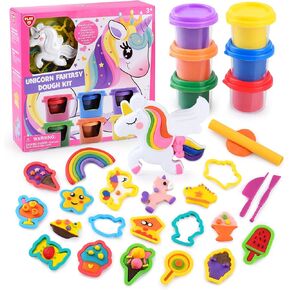 PLAY Unicorn Color Dough Set for Kids Ages 4-8 With Ice Cream Molds Tool Set, DIY Ice Cream Toy, Safe & Non-Toxic for Girls 4-6