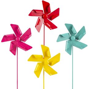 DREAMYSOUL 3 Packs Metal Flowers Wind Spinners Outdoor, Pinwheel Decorative Garden Stakes, Metal Wind Spinner for Yard and Garden Decor