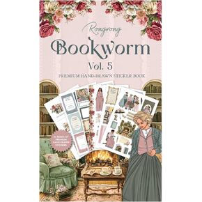 Rongrong Bookworm 5 كتاب ملصقات للمخططين والتقويمات والمجلات - جودة متميزة يدوية مثالية لمحبي الكتب - ملحقات سجل القصاصات - 24 صفحة