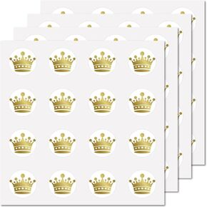 Creatcabin 128pcs ملصقات التاج الصغيرة تاج ملصق ملصق مخطط مقاوم للماء لملصقات الذهب بالجزء العلوي من الشهادة لحرف الختم ملصقات مياه زجاجات الأمتعة كوب التزلج 2.5x2.5 سم