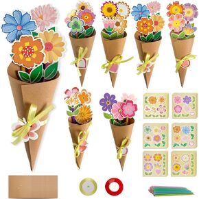 Unvola 48 مجموعات طقم باقة Flower Day Flower للأطفال DIY زهور الزخارف الزخارف زخارف أمي ورقة زهرة طقم الربيع للأطفال لأطفال أنشطة الفصول الدراسية لعيد الأم في عيد الأم