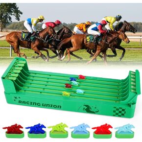 لعبة Palksky Horse Racing ، لعبة لوحة سباق الخيل الإلكترونية مع 6 حصان ، Mini Portable Poard Racing Table Top for Family Friends Adults Party Party Games (تدير البطارية)