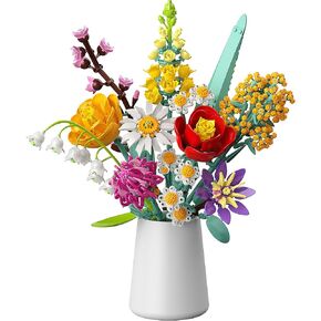 Flower Bouquet Building Set, Ideal for Creative Home Office Decor, Great Gift for Birthdays, Valentine's Day, Mother's Day, Suitable for Adults Kids Ages 8-12 - 1070Pcs