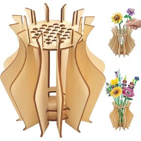 Wooden Vase for Lego Flowers, Vase Building Set for Roses, Wooden Puzzle Flower Vase for Lego Flower Bouquet Building Set, Display Stand for Lego Flower, Gift for Flower Lovers, Adults and Women