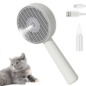 فرشاة بخار Marchul Pet Steam للتحكم في سفك ، فرشاة قطة رذاذ مقابلة للقطط مع زر حفر وخزان ، تنظيف عميق للكلاب القطط قصيرة الشعر ، أبيض