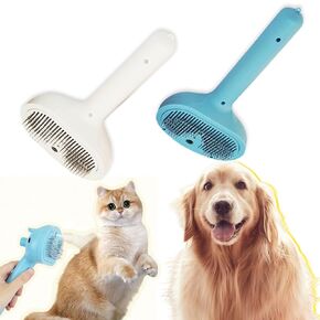 Pet Steam Brush for Dog & Cat Spray Hair Removal Comb Steam Brush for Shedding & Grooming for Long & Short Haired Pets (2pcs Blue and white)