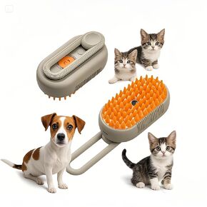 Rechargeable Cat Steam Brush for Shedding - 360° Rotating & Anti-Slip Design, ABS+TPR Pet Grooming Tool for Indoor Cats, Dogs, and Long-Haired Pets (Purple)