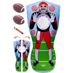 Inflatable Football Target - Double-Sided Toss Football Training Game with Mini Footballs - Fun Kids Throwing Football Games for Indoors, Outdoors, Birthdays, Camping, Beach - 65 Inch