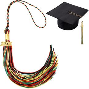 10 Pcs Kente Tassels 2025 Graduation African Kent Tassels Grad Hat Decoration with 2025 Year Gold Charm for Grad Party Black Celebrations
