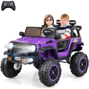 Olakids 24V ركوب على السيارة ، 2WD/4WD Switchable 2 مقعدًا ، شاحنة جيب كهربائية ، مقعد عريض ، مقعد عريض ، وعجلات طاقة 4x550W ، والتحكم عن بعد ، وفرامل ناعمة ، وضوء LED ، والموسيقى (أسود)