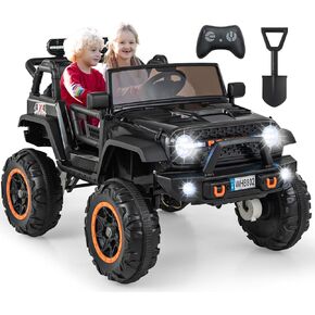 Olakids 24V ركوب على السيارة ، 2WD/4WD Switchable 2 مقعدًا ، شاحنة جيب كهربائية ، مقعد عريض ، مقعد عريض ، وعجلات طاقة 4x550W ، والتحكم عن بعد ، وفرامل ناعمة ، وضوء LED ، والموسيقى (أسود) in Kuwait