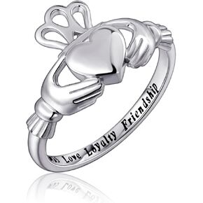 S925 Sterling Silver Love Loyalty Friendship Irish Ladies Claddagh Ring for Women