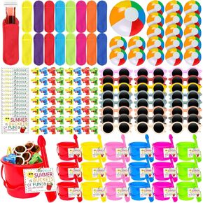 169 PCS Beach Pool Party Party Favors End of Year Fairs for Students تشمل مدافع الماء دلو الشاطئ مجارف النظارات الشمسية الشاطئ الشاطئ.