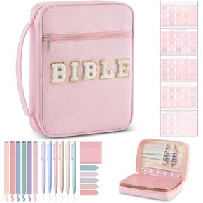 20 PCS CHENILLE LETTER COVER LIVER FOR WAND مع علامات تبويب الكتاب المقدس 6 PEN GEL PEN 6 Highlighters 2 أنواع من الملاحظات اللزجة الواضحة للكتاب المقدس حقيبة حمل مع مقبض لمستلزمات الدراسة.