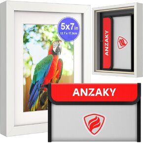 Photo Picture Frame Diversion Safe with Fireproof & Waterproof Money Bag, Valuable Storage, Home Security, ANZAKY Mini Box with Hidden Compartment to Shield your Money, Cash, 5"x7"