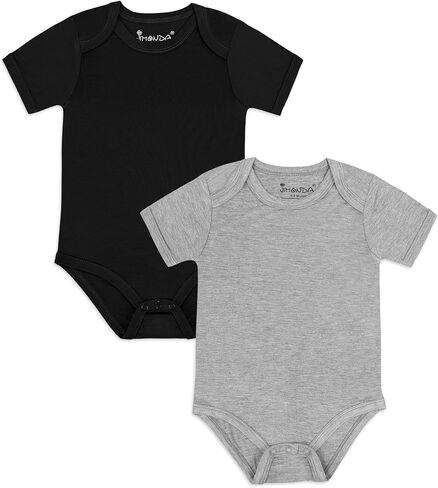 Jimonda Baby Bamboo Viscose Bodysuit Boy/Girl 2Pcs Rompers | Soft Breathable Viscose,Lightweight,Silky and smooth,Summer Short Sleeve,0-24Months,Skin-Friendly,Outfit Clothes,All Occasion in Kuwait