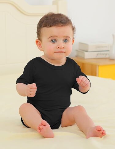 Jimonda Baby Bamboo Viscose Bodysuit Boy/Girl 2Pcs Rompers | Soft Breathable Viscose,Lightweight,Silky and smooth,Summer Short Sleeve,0-24Months,Skin-Friendly,Outfit Clothes,All Occasion in Kuwait