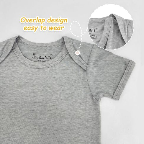Jimonda Baby Bamboo Viscose Bodysuit Boy/Girl 2Pcs Rompers | Soft Breathable Viscose,Lightweight,Silky and smooth,Summer Short Sleeve,0-24Months,Skin-Friendly,Outfit Clothes,All Occasion in Kuwait